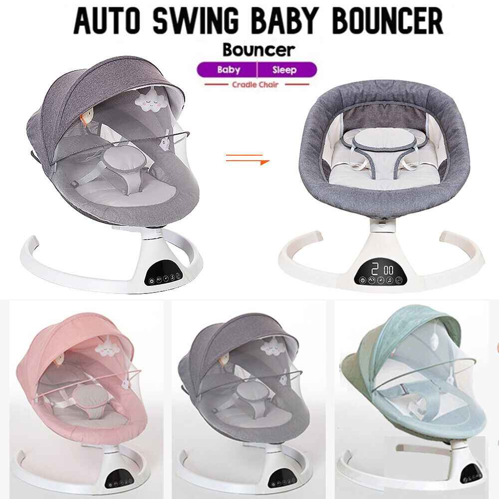 Bluetooth Electric Baby Swing Infant Music Cradle Bouncer Chair Rocker Remote UK