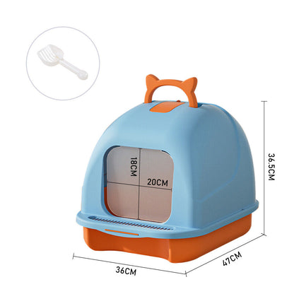 Large Hooded Cat Litter Tray Litter Box Self Cleaning Cat Pan Potty Tray w/ Lid