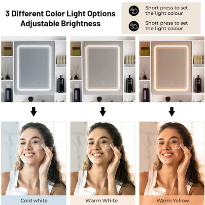 White Dressing Table Wood Makeup Desk with LED Mirror 7 Drawers Stool Bedroom