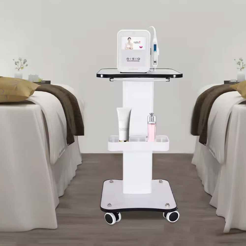 White Beauty Salon Trolley On Wheels SPA Machine Storage Rolling Trolley Cart K