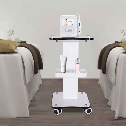 White Beauty Salon Trolley On Wheels SPA Machine Storage Rolling Trolley Cart K