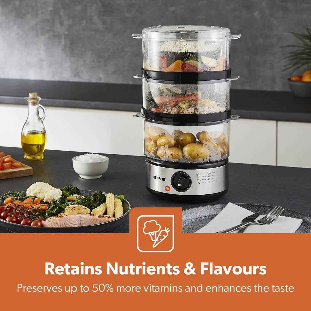 3-Tier Food Steamer 7.2L Electric Vegetable Steamer Healthy Steam Multi-cooker