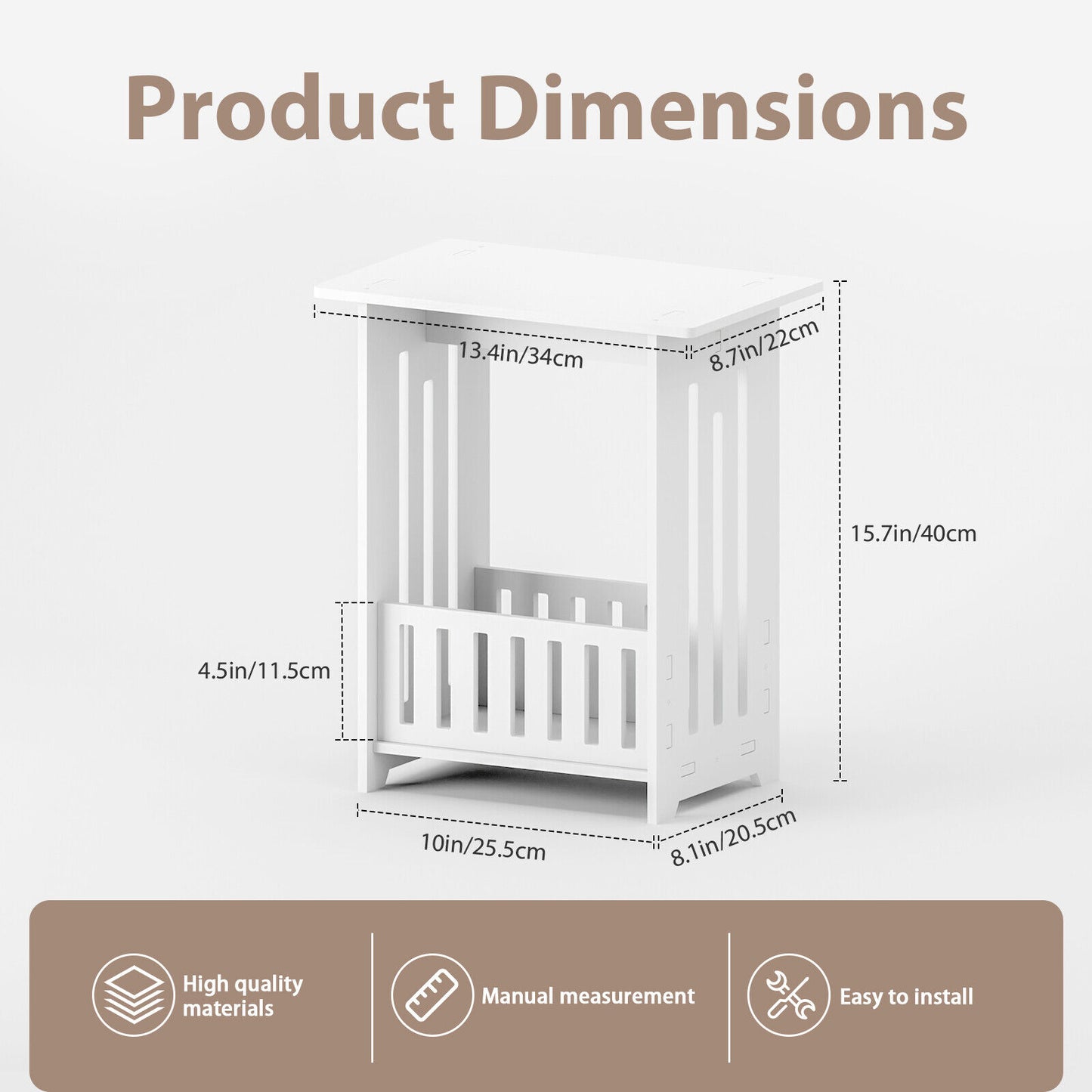 3-Type Freestanding Waterproof Bathroom Cupboard Storage Cabinet with Door White