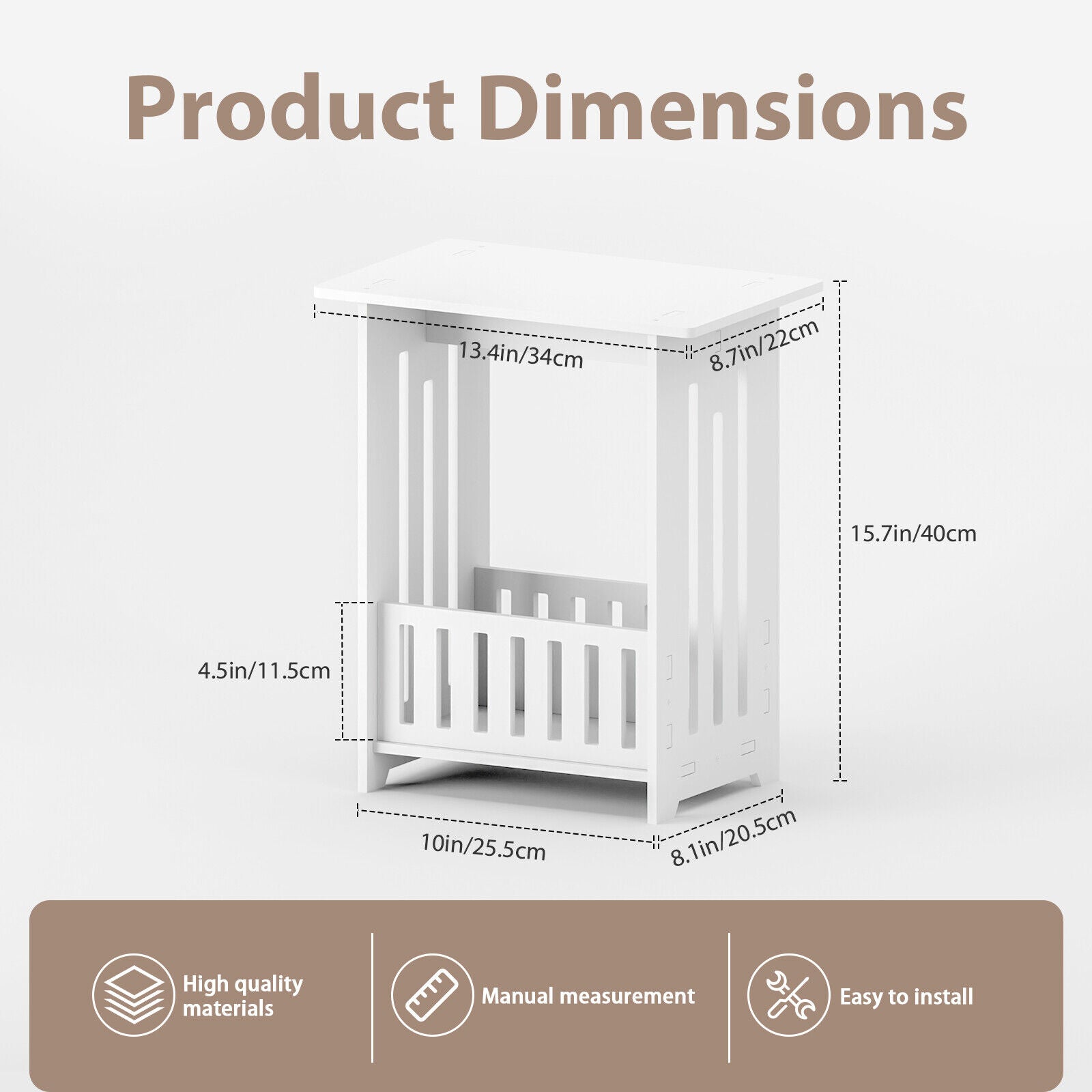 3-Type Freestanding Waterproof Bathroom Cupboard Storage Cabinet with Door White