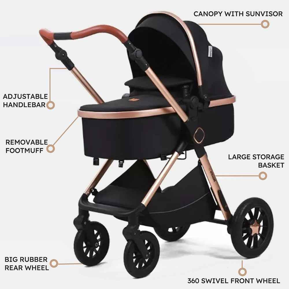 Newborn Baby Pram Pushchair Buggy Stroller 3in1 Travel System Car Seat Included