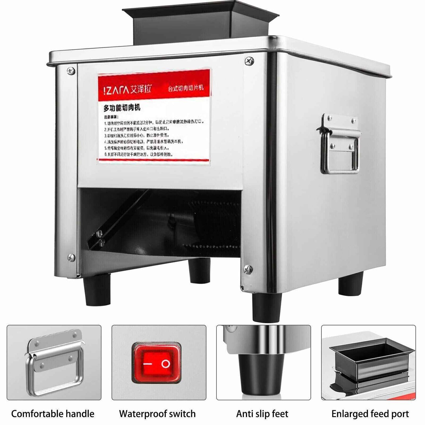 Commercial Meat Cutting Machine Cutter Stainless Steel Slicer 150Kg/H 850W UK