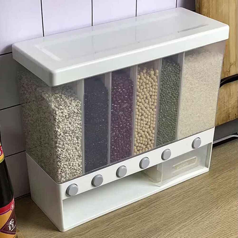 10L Wall Mounted Kitchen Rice Dispenser Container Cereal Dry Food Storage Box UK