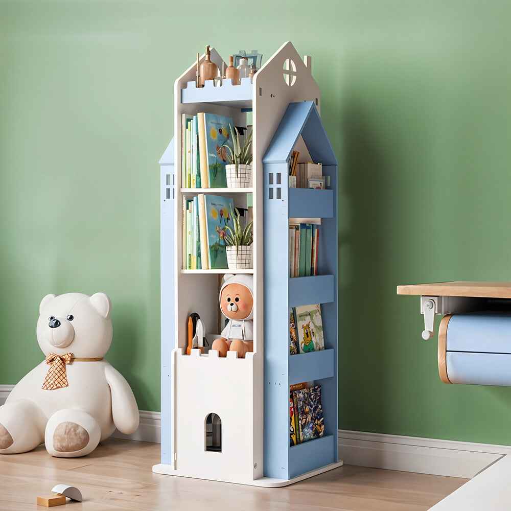360° Rotating Kids Children Bookshelf Floor Book Shelf Rack Toy Storage Bookcase