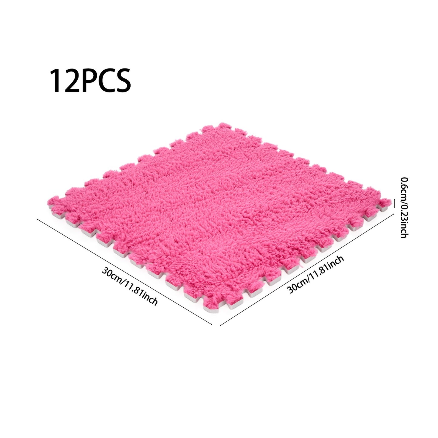 Plush EVA Foam Carpet Tiles 12/24pcs Interlocking Floor Mat Soft Cozy Anti-slip