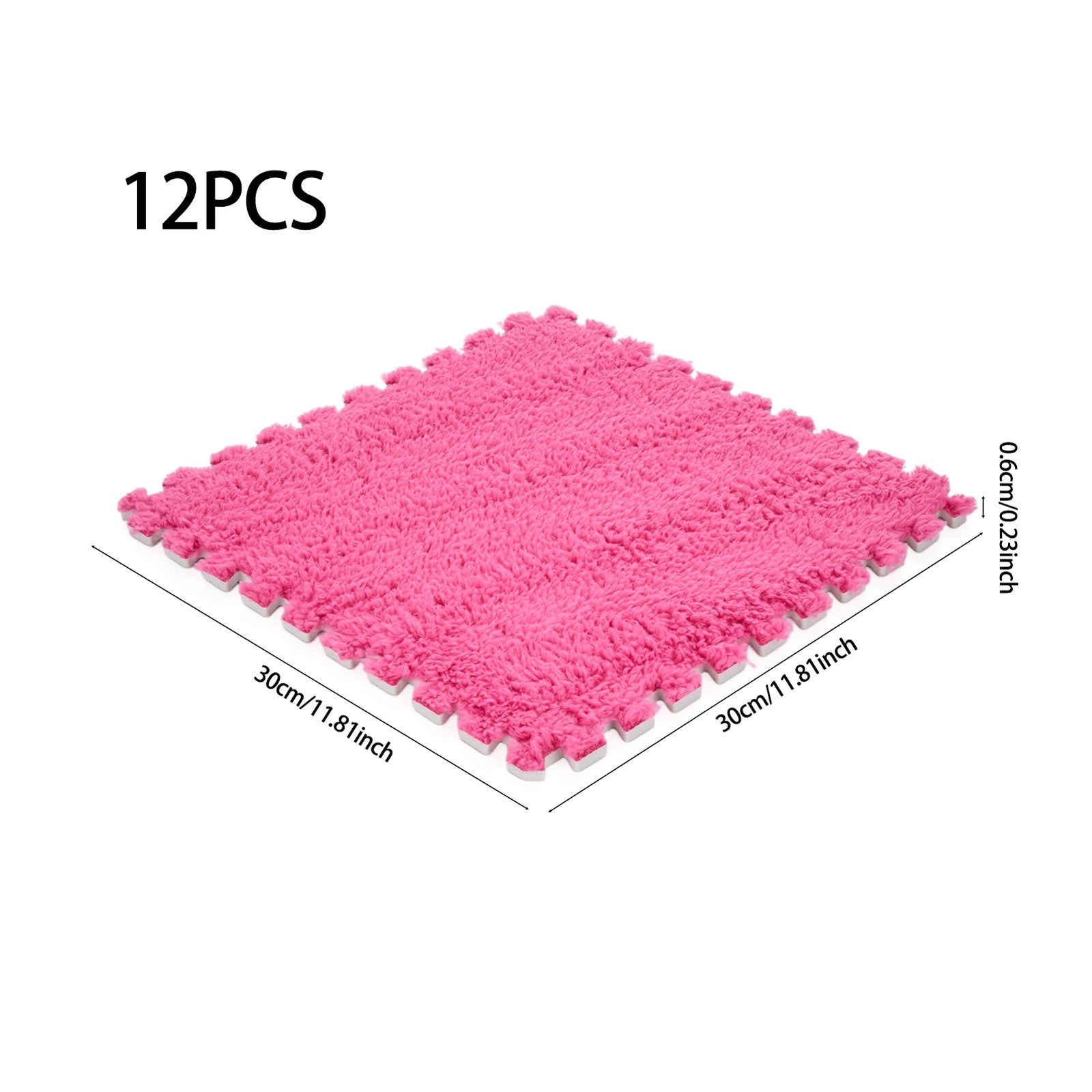Plush EVA Foam Carpet Tiles 12/24pcs Interlocking Floor Mat Soft Cozy Anti-slip