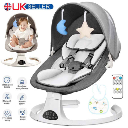 Bluetooth Electric Baby Swing Infant Music Cradle Bouncer Chair Rocker Remote UK