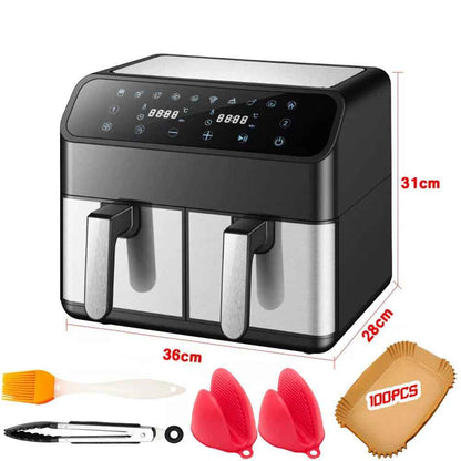 6L+6L Dual Zone Digital Air Fryer Oven Cooker Oil Free Low Fat with 100 Tray