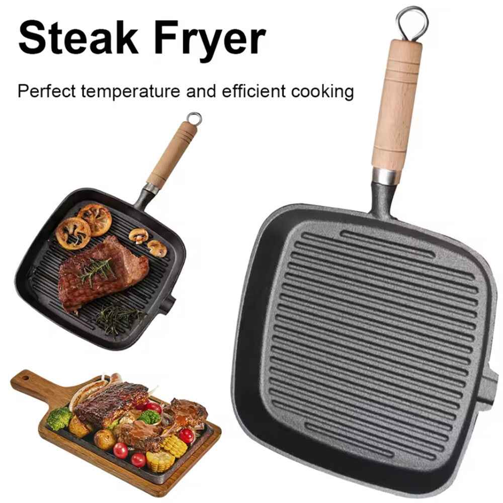 Grill Pan Non Stick Griddle Frying Poring Lips Induction Skillet Cooking Steak