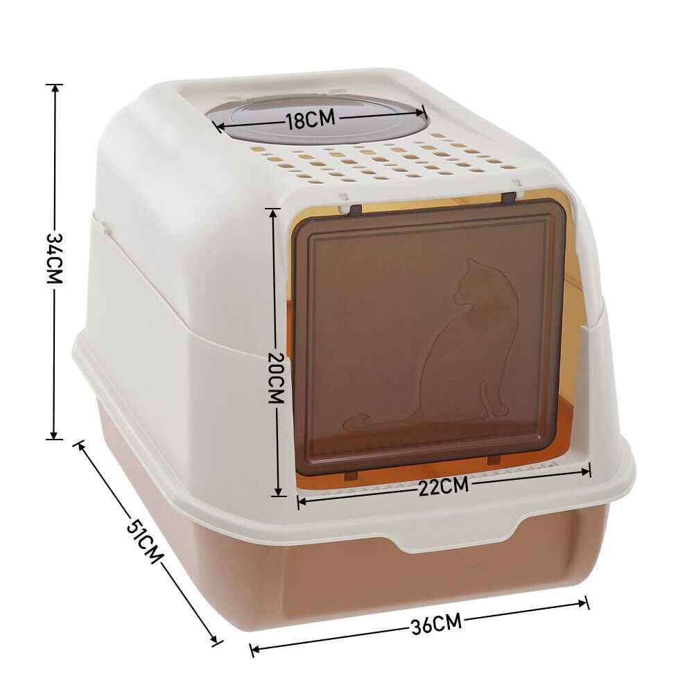 Large Hooded Cat Litter Tray Litter Box Self Cleaning Cat Pan Potty Tray w/ Lid