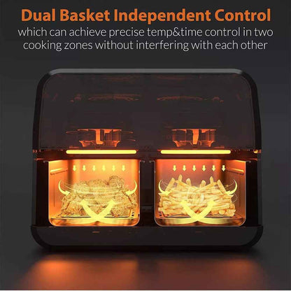 6L+6L Dual Zone Digital Air Fryer Oven Cooker Oil Free Low Fat with 100 Tray