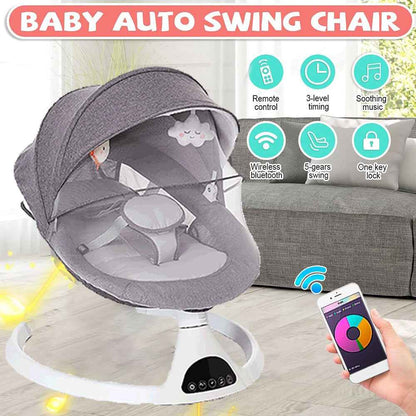 Bluetooth Electric Baby Swing Infant Music Cradle Bouncer Chair Rocker Remote UK