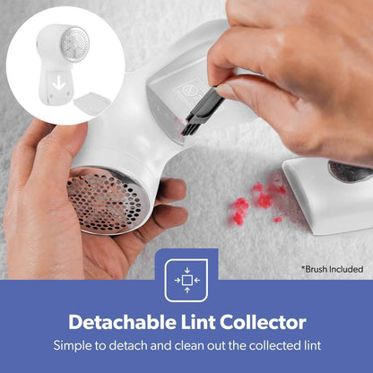 GEEPAS Lint Remover De Bobbler for Clothes Fabric Shaver Battery Operated White