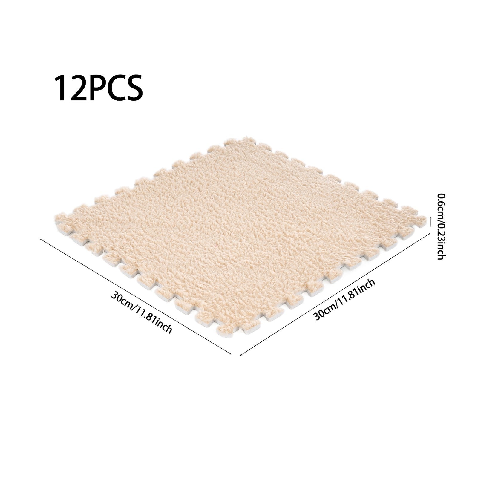Plush EVA Foam Carpet Tiles 12/24pcs Interlocking Floor Mat Soft Cozy Anti-slip