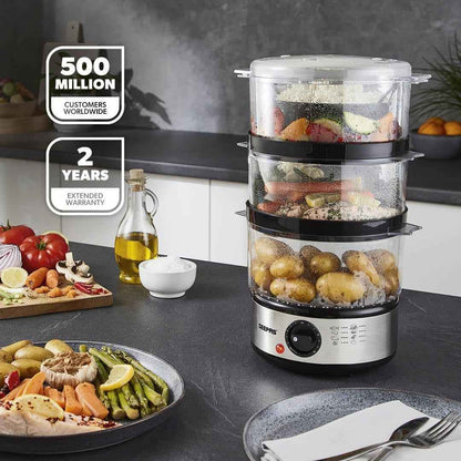 3-Tier Food Steamer 7.2L Electric Vegetable Steamer Healthy Steam Multi-cooker
