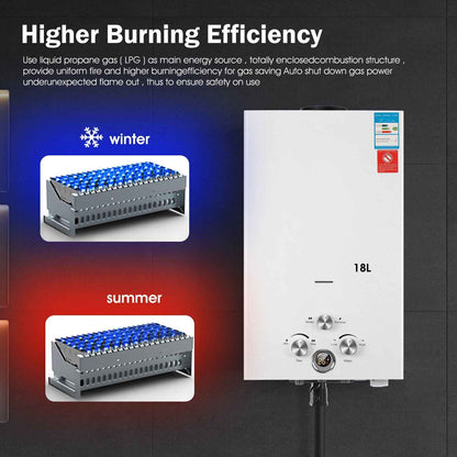 OYAJIA 8/10/16/18L Instant Gas Hot Water Heater Tankless Gas Boiler LPG Propane