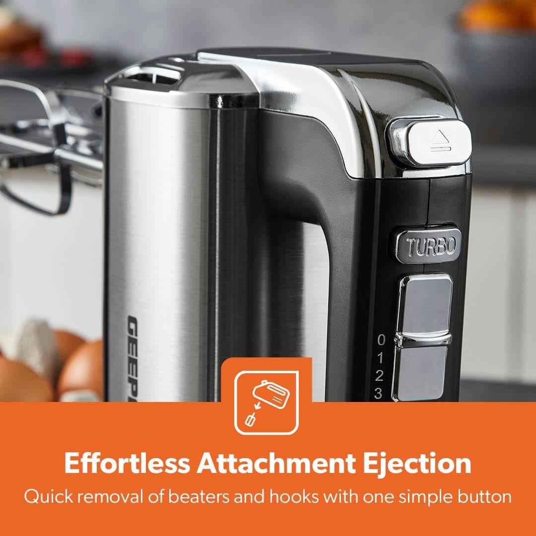 GEEPAS Electric Hand Mixer Food Mixer For Baking 5 Speed Storage Stand 400W