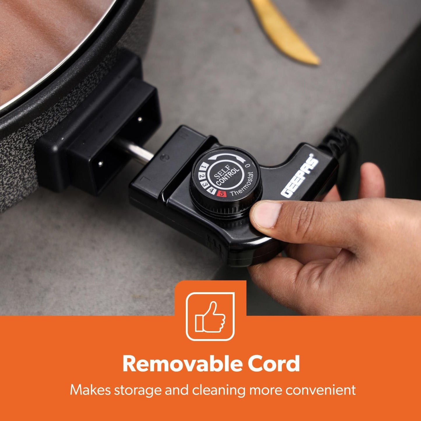 Multi Cooker Electric Frying Pan Large Pot w/ Lid 40cm Temp Control 1500W GEEPAS