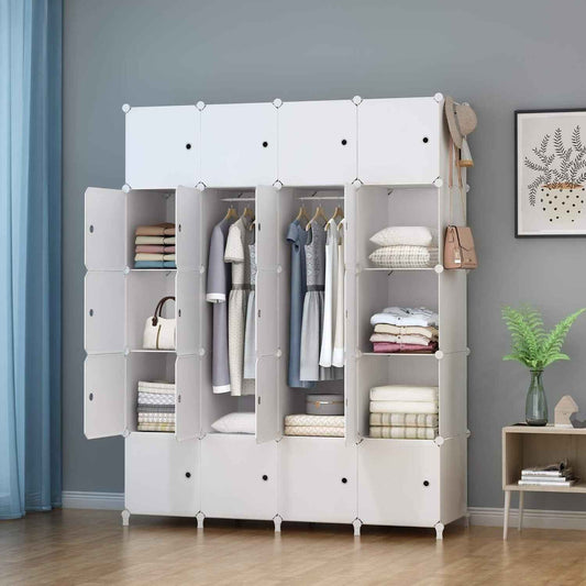 Portable Wardrobe Foldable Closet with 20 Compartments Clothes Storage Cabinet