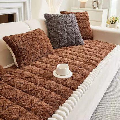 Thick Warm Plush Sofa Slip Covers Non Slip Throw Couch Cover Furniture Protector