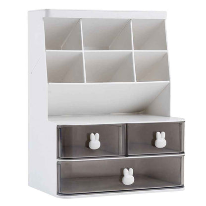 2 Drawers 6 Grids Desk Stationary Storage Box Home Office Desktop Organiser Box