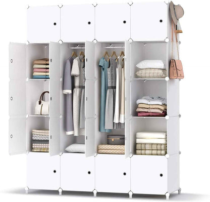 Portable Wardrobe Foldable Closet with 20 Compartments Clothes Storage Cabinet