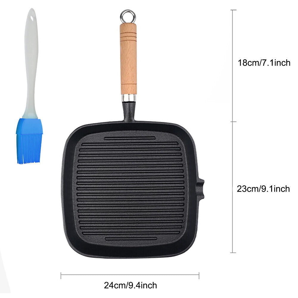 Grill Pan Non Stick Griddle Frying Poring Lips Induction Skillet Cooking Steak