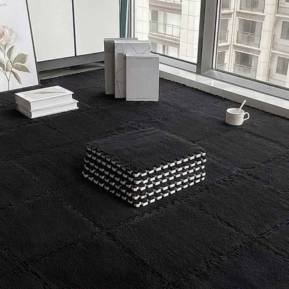24pcs Interlocking Floor Mat Plush Foam Carpet Tiles Fluffy Square Area Carpets