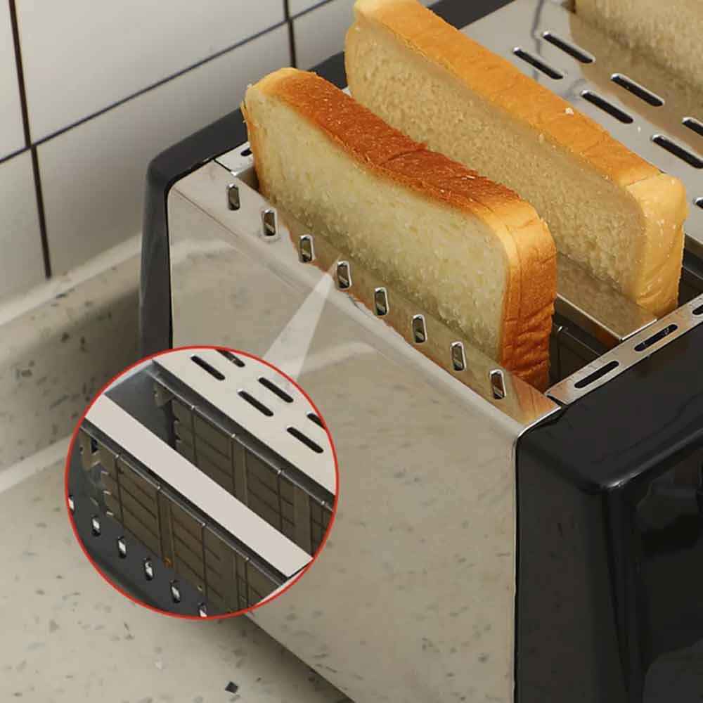 Black Toaster 4 Slice Variable Browning Defrost Reheat Extra Wide Slot UK 3