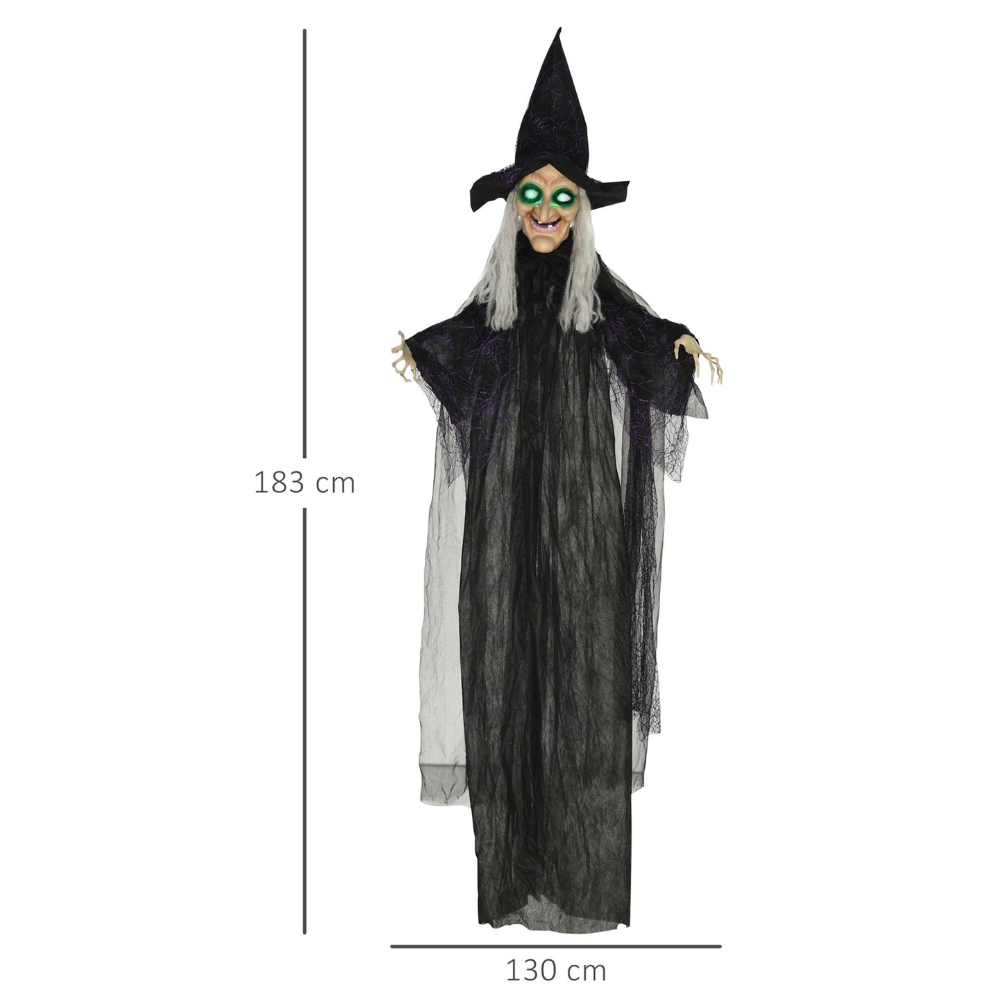 6ft Outdoor Halloween Decoration Witch with Sound and Motion Activated