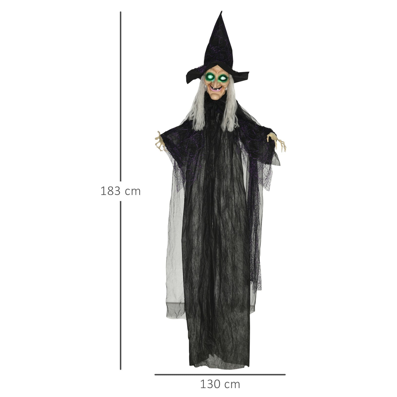 6ft Outdoor Halloween Decoration Witch with Sound and Motion Activated