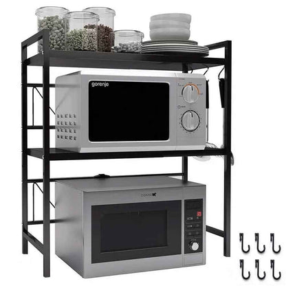 3 Tier Expandable Microwave oven Rack Stand Storage Holder Kitchen Corner Shelf