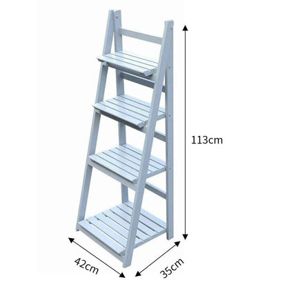 3/4 Tier Folding Wooden Ladder Shelf Flower Pot Holder Plant Stand Rack Storage