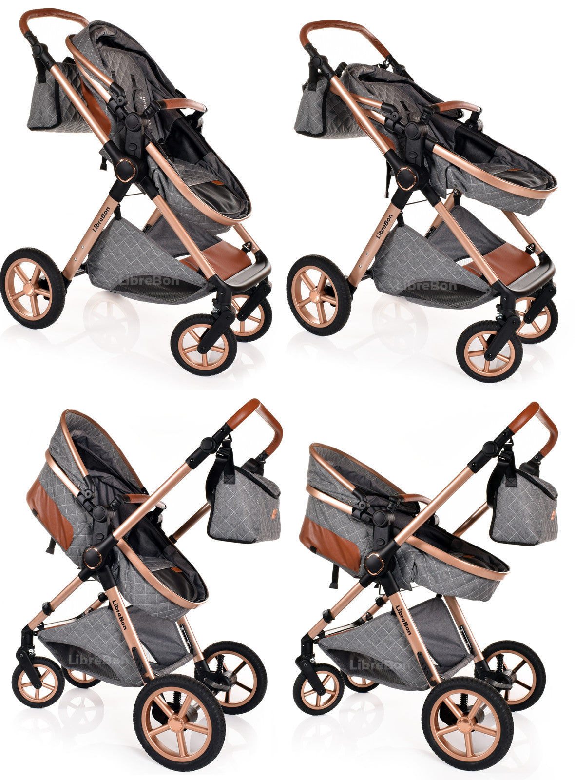 3 in 1 Pram Newborn Baby Buggy Set Travel System with Car Seat Folding Pushchair