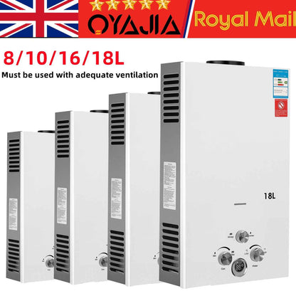 OYAJIA 8/10/16/18L Instant Gas Hot Water Heater Tankless Gas Boiler LPG Propane