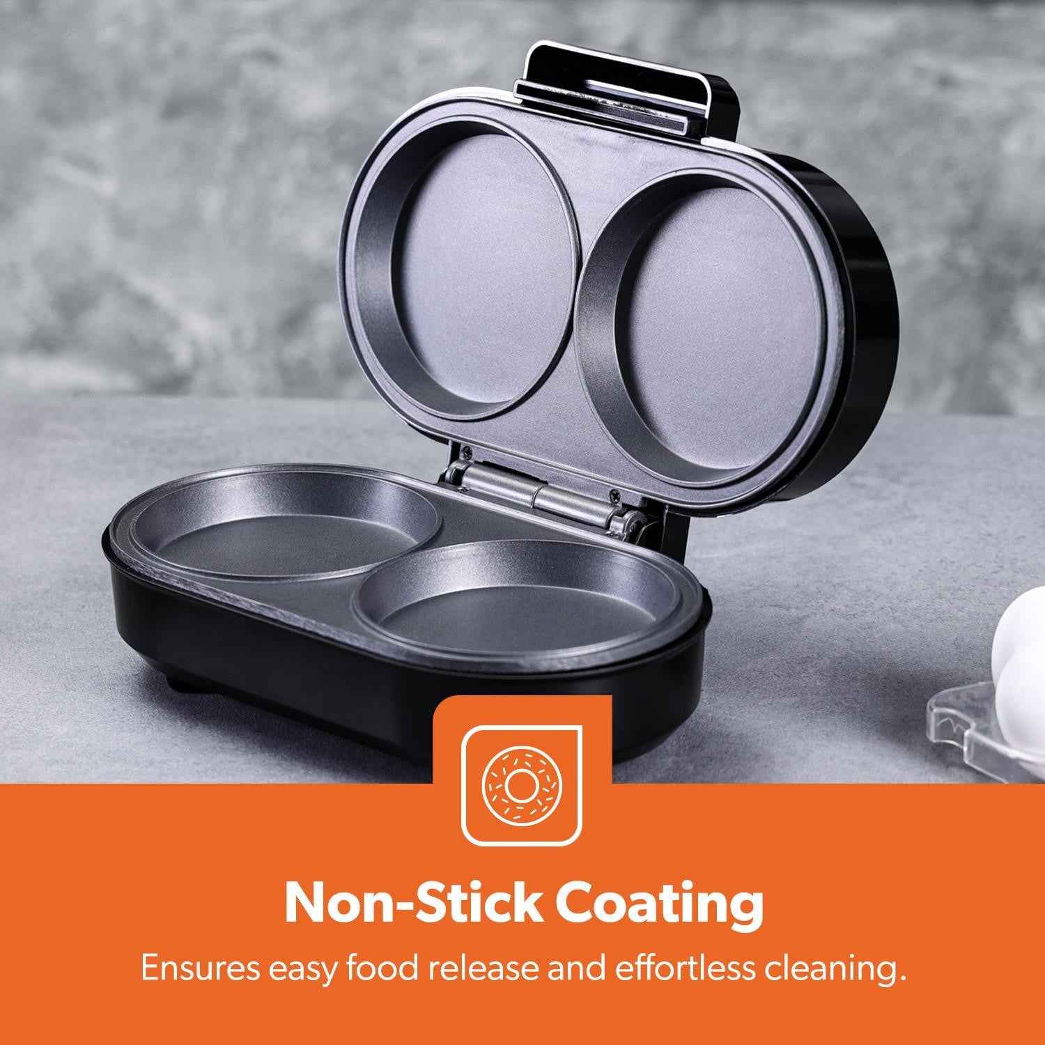 GEEPAS Dual Omelette Maker Non-Stick Deep Fill Cooking Plates Double Egg Cooker