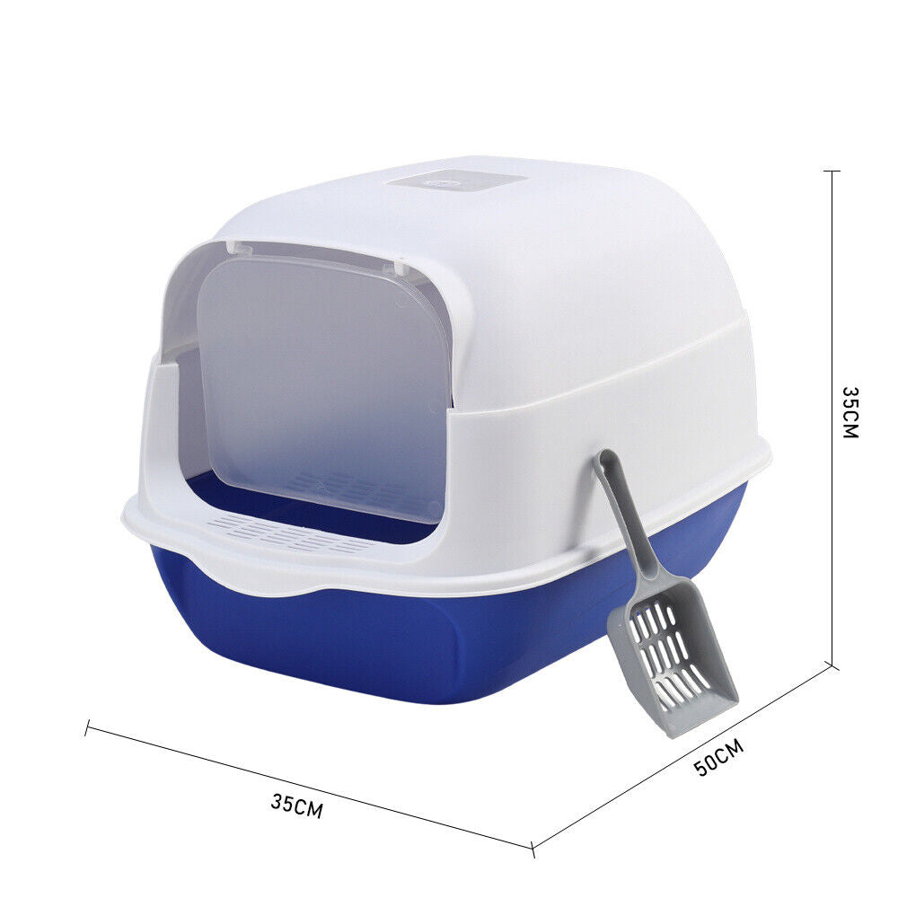Large Hooded Cat Litter Tray Litter Box Self Cleaning Cat Pan Potty Tray w/ Lid