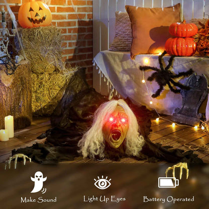 183 cm Life Size Halloween Animated Crawling Zombie with Glowing LED Eyes