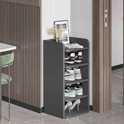 5-8 Tier Black Wooden Hallway Shoe Rack Open Shelves Shoe Cabinet Storage Unit