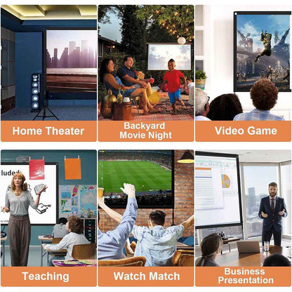 120" Projector Screen w/Tripod Stand Portable Home Outdoor Movie Screen 16:9 4K