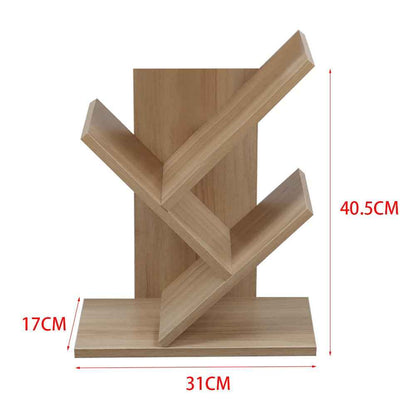 3/5/9 Shelf Tree Free Standing Bookshelf Wood Shape Desk Bookcase Display Rack