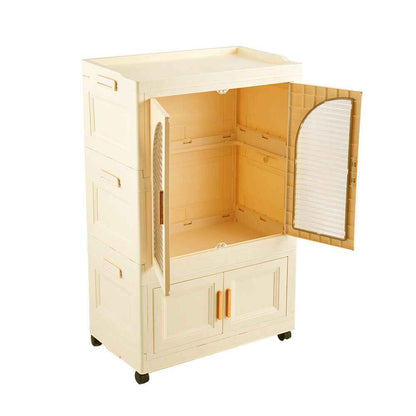 Large Folding Wardrobe Storage Plastic Cabinet with Hanging Rod Clothes Closet