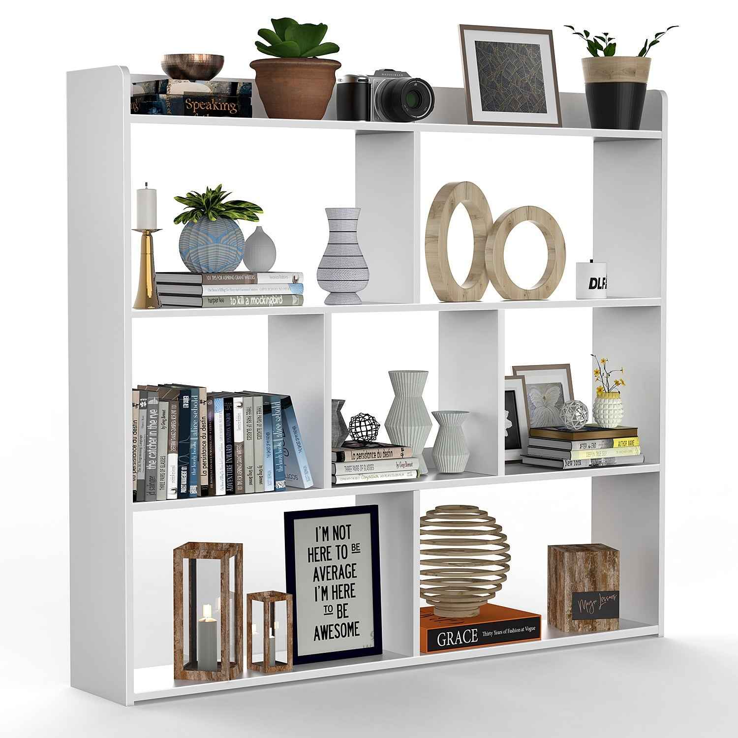 7 Cube Wooden Bookcase Shelving Display Shelves Storage Unit Wood Shelf Bekmgxyr