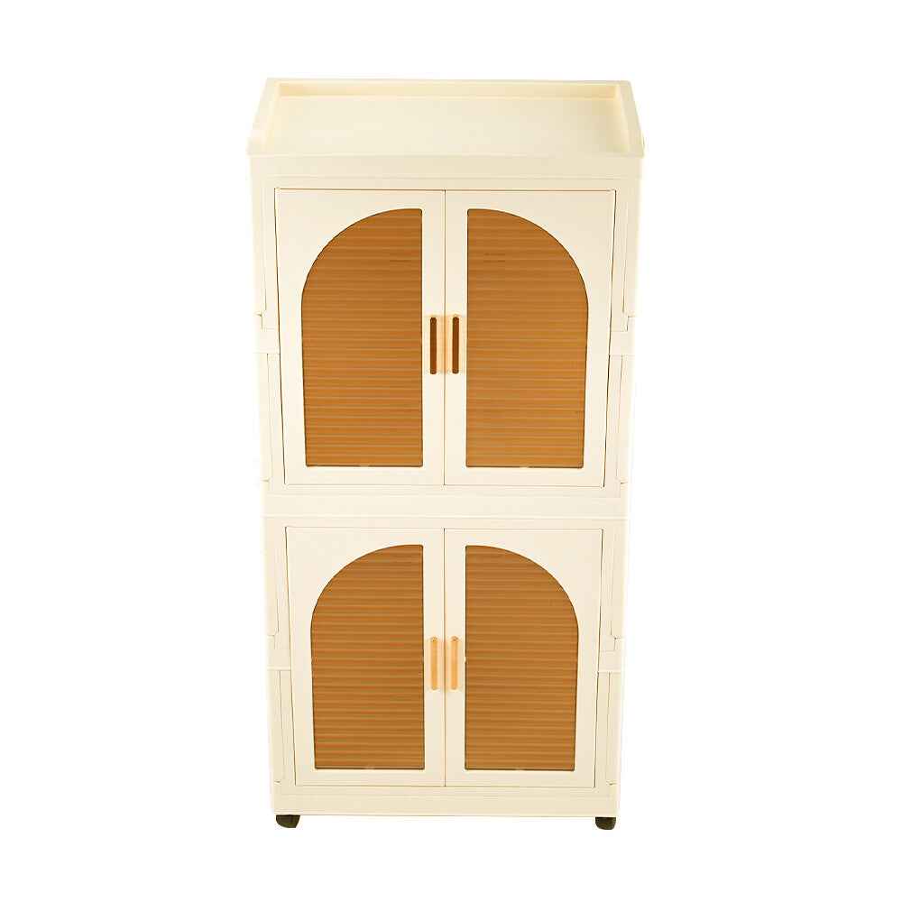 Large Folding Wardrobe Storage Plastic Cabinet with Hanging Rod Clothes Closet