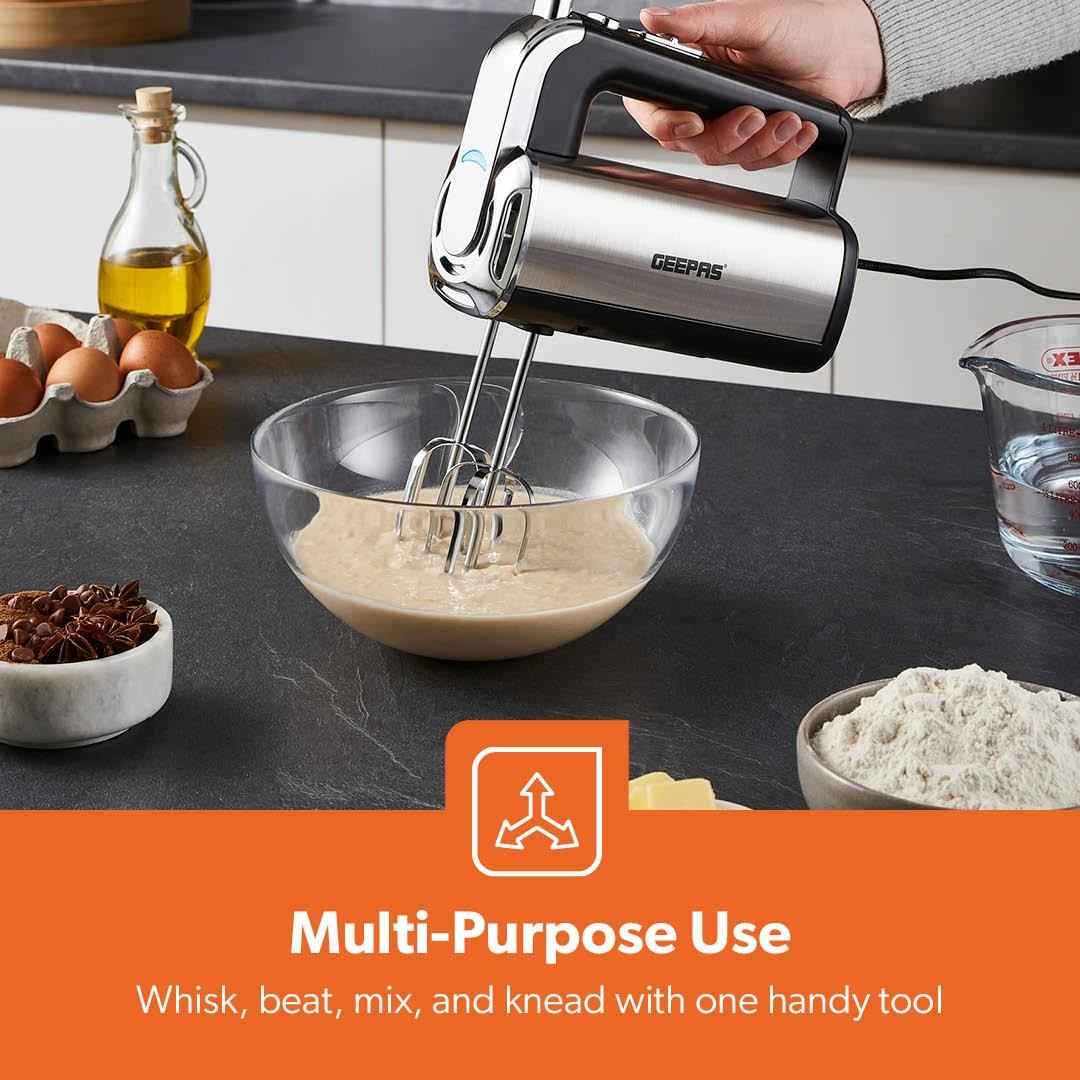 GEEPAS Electric Hand Mixer Food Mixer For Baking 5 Speed Storage Stand 400W