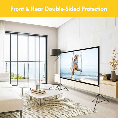 120" Projector Screen w/Tripod Stand Portable Home Outdoor Movie Screen 16:9 4K